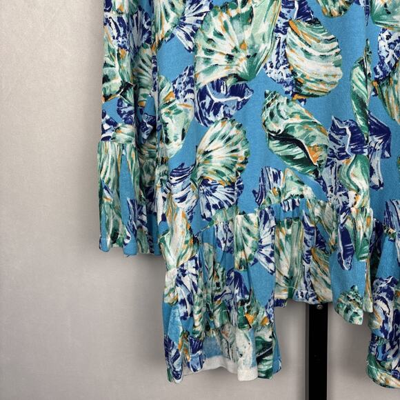 Chico's Seashell Open Front Cardigan Size XL Linen Blend Beach Colorful Coastal - Picture 8 of 11